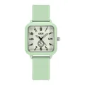 Montre à quartz carrée en silicone vert menthe lumineux avec cadran rétro et seconde - Vert Clair (Entièrement Lumineux)