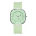 Minimalistische mintgrüne quadratische Silikonuhr für Damen mit kreativem Zifferblatt - Grünes Gesicht Hellgrünes Silikonarmband