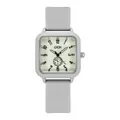 Minimalist square quartz watch with light grey silicone strap and white numeric dial - Gray (Fully Luminous)