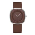 Minimalistische quadratische Silikonuhr in Braun mit silbernem Metallgehäuse für Damen - Kaffeegesicht Kaffee-Silikonarmband