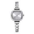 Orologio al quarzo da donna argento con quadrante quadrato e cinturino a catena - Cassa Argento Quadrante Bianco Cinturino Argento
