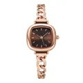 Elegante Quarzuhr in Roségold mit braunem Zifferblatt und Gliederkette für Damen - Roségold Gehäuse Braunes Zifferblatt Roségold Jeans-Kette