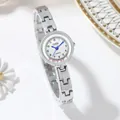 Orologio a bracciale argento con quadrante bianco e cristalli rosa scintillanti - Cassa Argento Quadrante Bianco Strass Rosa