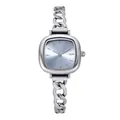 Orologio a catena argento elegante con quadrante quadrato azzurro e indici in metallo - Cassa Argento Quadrante Blu Chiaro Cinturino Argento