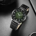 Orologio al quarzo vintage GEDI da uomo con quadrante verde e cinturino in pelle - Quadrante Verde Cinturino Nero