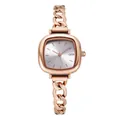 Elegante orologio da donna al quarzo in oro rosa con quadrante quadrato e cinturino a catena - Cassa Oro Rosa Quadrante Bianco Catena Denim Oro Rosa