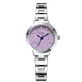 Orologio da donna in acciaio argento con quadrante lilla e lancette blu brillanti - Cassa Argento Quadrante Viola