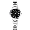 Elegante orologio al quarzo argento con quadrante nero e indici di diamanti per donna - Cassa Argento Quadrante Nero