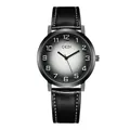 Orologio al quarzo da uomo con cinturino in pelle nera e quadrante grigio sfumato - Quadrante Bianco Cinturino Nero