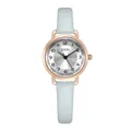 GEDI fashion vintage watch with rose gold case and light blue leather strap for women - Rose Gold Case White Dial Grey Strap