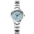 Orologio da donna in metallo argento con quadrante azzurro e indici in strass - Cassa Argento Quadrante Blu Chiaro