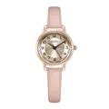 Elegant women's quartz watch with pink leather strap and rose gold round dial face - Rose Gold Case Rose Gold Dial Pink Strap