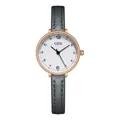Minimalist quartz watch with rose gold case, white dial and grey leather strap - Rose Gold Case White Dial Blue Strap