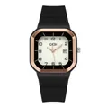 Wasserdichte Quarz-Sportuhr mit quadratischem Zifferblatt, Silikonband und Datum - Schwarzes Gehäuse Leuchtendes Zifferblatt Schwarzes Silikonarmband