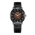 Orologio GEDI vintage al quarzo con quadrante sfumato marrone e cinturino in pelle nera - Quadrante Caffè Cinturino Nero