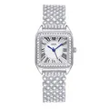 Montre GEDI luxe carrée argentée à quartz avec cadran étoilé et chiffres romains - Cadran Blanc Boîtier Argent Bracelet Argent