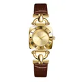 Reloj Gedi vintage cuadrado dorado con números romanos y correa de cuero marrón de cocodrilo - Correa Marrón Esfera Dorada