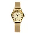Vintage goudkleurig dameshorloge met mesh bandje, Romeinse cijfers en strassteentjes - Gouden Mesh Band Gouden Kast Gouden Wijzerplaat