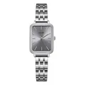 Silver stainless steel ladies watch with rectangular grey sunray dial and chain strap - Silver Band Silver Case Grey Dial