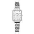 Silver square stainless steel watch for women with white dial and metal strap - Silver Band Silver Case White Dial