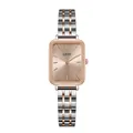 Elegant two-tone square watch for women with silver and rose gold steel strap - Two-tone Rose Gold Strap Rose Gold Case Rose Gold Dial
