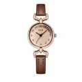 Elegant GEDI women's watch with brown leather strap and rose gold sunray dial - Coffee Case Brown Glass White Dial Coffee Strap