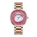 Montre GEDI pour femme dorée rose avec cristaux roses et cadran en nacre véritable - Bracelet en Or Rose avec Zircone Rose