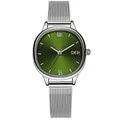 Orologio da donna con cinturino in maglia argento e quadrante verde con finitura sunray - Cinturino Argentato Quadrante Verde