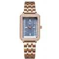 Gedi rose gold square watch featuring a grey mother-of-pearl dial and crystal bezel - Rose Gold With Mother-of-pearl Blue Dial