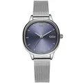 Orologio GEDI minimalista argento in maglia con elegante quadrante ovale blu sole - Cinturino Argento Quadrante Blu