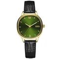 Reloj GEDI de mujer con esfera verde, caja dorada y correa de cuero negro elegante - Esfera Verde Caja Dorada (6279863959682) / Negro/Dorado/Verde