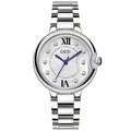 Elegant silver quartz watch for women with blue markers and luxury steel strap - Silver Case White Dial Steel Strap