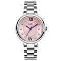 Elegant silver stainless steel ladies watch with pink dial and luxury crystal bezel - Silver Case Pink Dial Steel Strap