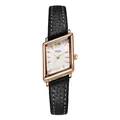 Vintage small rhombic watch for women with rose gold case and black leather strap - Black Strap White Dial