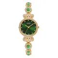 Reloj GEDI de lujo dorado para mujer con esfera verde estilo jade y correa con diamantes - Caja Dorada Esfera Verde