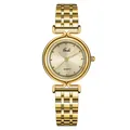 Elegante goldene Damen-Quarzuhr mit schlichtem rundem Zifferblatt und Gliederarmband - Goldgehäuse Weißes Zifferblatt Goldarmband