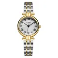 GEDI two-tone gold and silver steel quartz watch with Roman numeral dial for women - Gold Case White Dial Gold Strap
