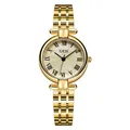 Elegant gold vintage women's watch with Roman numerals and stainless steel strap - Gold Case Gold Dial Gold Strap