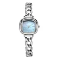 Reloj GEDI de cuarzo para mujer con cadena de eslabones de plata y esfera azul claro - Azul (Caja de Plata Nácar Azul Cadena Cowboy)