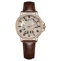 Luxus Skelett-Automatikuhr für Damen mit roségoldenem Gehäuse und braunem Lederarmband - Roségold Gehäuse Kaffee Lederarmband Mechanische Uhr