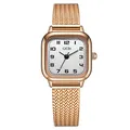 GEDI roségoldene quadratische Damenuhr mit Milanaise-Armband und weißem Zifferblatt - Roségold Gehäuse Weißes Zifferblatt
