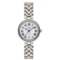 Women's two-tone silver and rose gold steel watch with Roman numerals and blue hands - Silver Case White Dial Two-tone Rose Gold Band