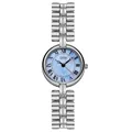 Silver vintage roman numeral watch with blue pearl dial for elegant women - Silver Case Blue Dial