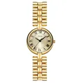 Elegant gold quartz watch for women with stainless steel strap and roman numerals - Gold Case Gold Dial