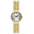 Elegant gold quartz watch for women with silver radial dial and Roman numerals - Gold Case White Dial