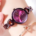 Montre à quartz avec cadran violet rayons de soleil et ensemble de bracelets étoilés - Violet Éclatant