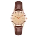 Orologio al quarzo da donna con cassa in oro rosa e cinturino in pelle marrone - Cassa Oro Rosa Quadrante Oro Rosa Cinturino Marrone