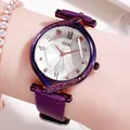 Elegante orologio al quarzo GEDI da donna con diamanti e cinturino in pelle viola - Cassa Viola & Quadrante Bianco & Viola