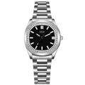 Reloj GEDI de lujo para mujer en plata con esfera negra y bisel de cristales - Caja de plata Negro