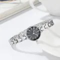 Elegant GEDI women's watch with black dial and silver H-link stainless steel strap - Silver Black Dial
